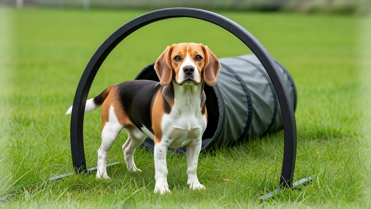Beagle przy sprzęcie Hoopers — konsultacje behawioralne